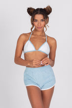 Load image into Gallery viewer, Baby Blue Terry Cloth Bikini Top Contrast - Front