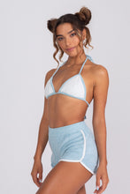 Load image into Gallery viewer, Baby Blue Terry Cloth Bikini Top Contrast - Side