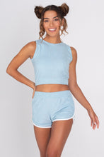 Load image into Gallery viewer, Baby Blue Terry Cloth Halter Top - Front