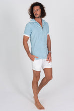 Load image into Gallery viewer, Terry Cloth Polo Shirt in Baby Blue - Front