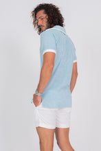 Load image into Gallery viewer, Terry Cloth Polo Shirt in Baby Blue - Back Side
