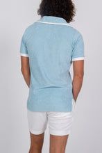 Load image into Gallery viewer, Terry Cloth Polo Shirt in Baby Blue - Back