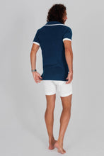 Load image into Gallery viewer, Navy Blue Terry Cloth Polo Shirt - Back