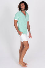 Load image into Gallery viewer, Green Terry Cloth Polo Shirt - Side