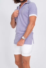 Load image into Gallery viewer, Purple Terry Cloth Polo Shirt - Close-up