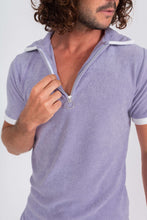 Load image into Gallery viewer, Purple Terry Cloth Polo Shirt - Close-up Front