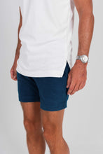 Load image into Gallery viewer, Navy Blue Terry Cloth Shorts & White Polo Shirt - Front