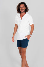 Load image into Gallery viewer, White Terry Cloth Polo Shirt - Front