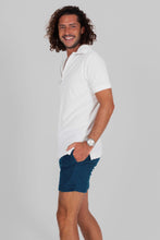 Load image into Gallery viewer, White Terry Cloth Polo Shirt - Side