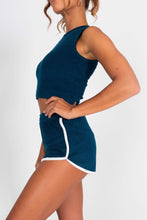 Load image into Gallery viewer, Navy Blue Terry Cloth Halter Top - Close-up