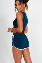 Load image into Gallery viewer, Women's Navy Blue Terry Cloth Shorts - Back