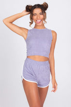 Load image into Gallery viewer, Purple Terry Cloth Halter Top - Front