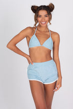 Load image into Gallery viewer, Baby Blue Terry Cloth Bikini Top - Front
