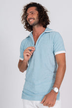 Load image into Gallery viewer, Terry Cloth Polo Shirt in Baby Blue
