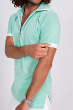 Load image into Gallery viewer, Green Terry Cloth Polo Shirt - Close-up
