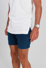Load image into Gallery viewer, Navy Blue Terry Cloth Shorts &amp; White Polo Shirt - Front
