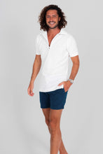 Load image into Gallery viewer, White Terry Cloth Polo Shirt - Front
