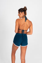 Load image into Gallery viewer, Women&#39;s Navy Blue Terry Cloth Shorts - Back
