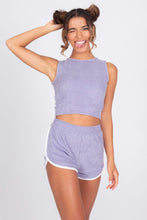 Load image into Gallery viewer, Purple Terry Cloth Halter Top - Front
