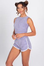 Load image into Gallery viewer, Women&#39;s Purple Terry Cloth Shorts - Front
